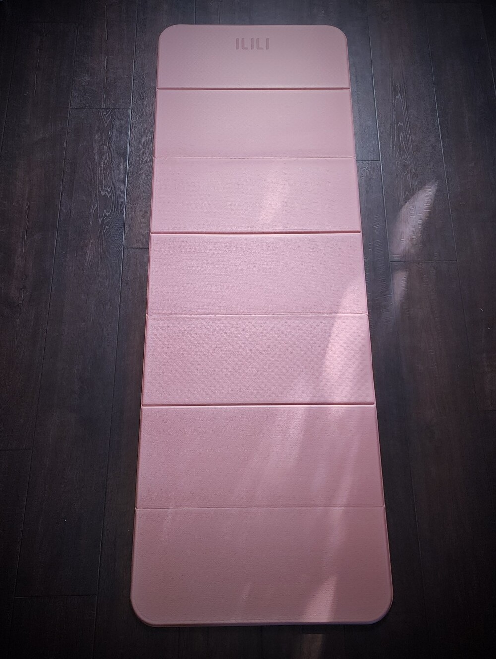 ILILI Foldable Yoga Mat 71" x 24" Pink TPE Non-Slip Exercise Fitness Mat